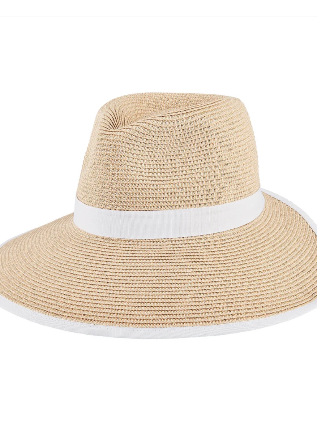 San Diego Hat Company Beige Straw Sun Hat With White Trim New